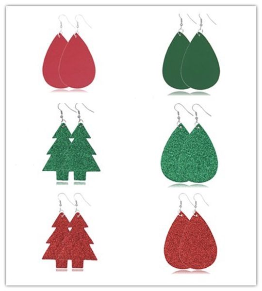 

30pair / lot christmas leather earrings drops festival earrings for women fashion drop dangle earring jewelry, Silver