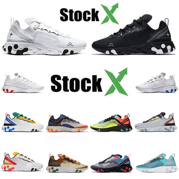 

new 2020 react element 55 87 undercover white black schematic stock x brand running shoes for mens women designer luxury trainers sneakers, White;red