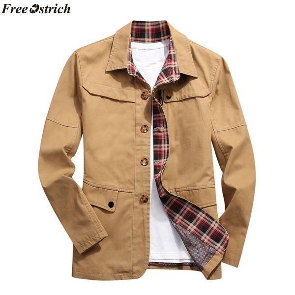 

ostrich men jacket 2019 men's autumn winter casual solid jacket long sleeved coat new windproof, Black;brown