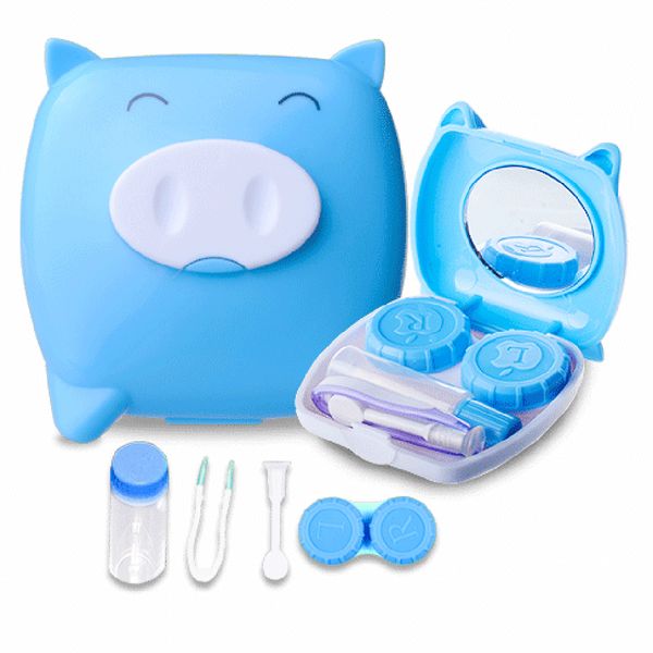 

cute pig cartoon contact lens case companion box contact lenses storage case, Silver