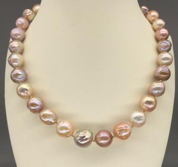 

13x11 mm mar del sur natural multicolor collar de perlas broche, Silver