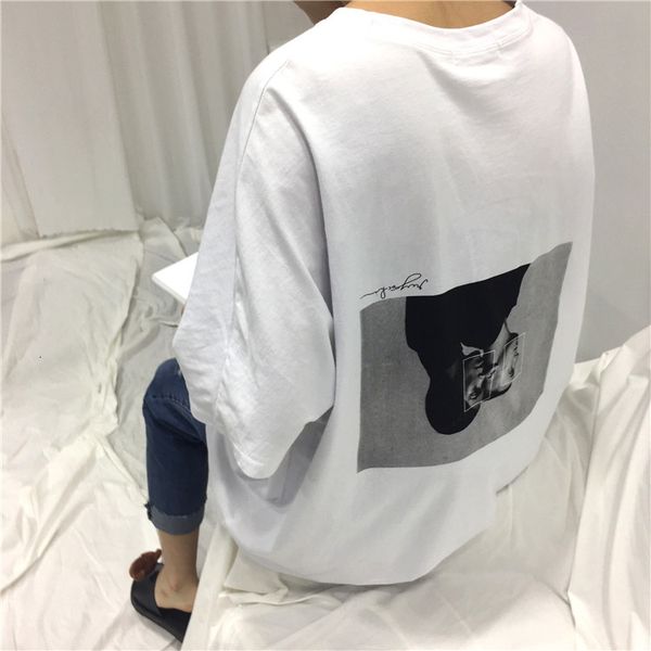 

t shirt женщины женские дизайнерские футболки женской одежды лето негабаритные сыпучие характер printed назад белый простые футболки перевоз, White