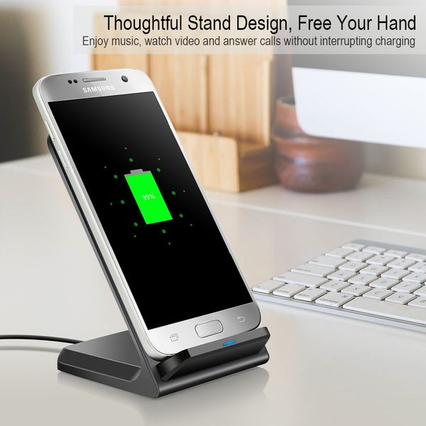 

10w portable vertical double coil wireless charger with led indicator fast charger for qi standard smart iphone samsung mobile phone charger