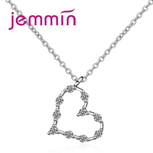 

genuine geometric shiny beautiful heart pendant 925 sterling silver necklace for glamorous women gift wholesale