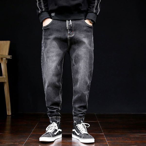 

high street fashion men jogger jeans black color size 28-42 loose fit cargo pants harem trousers hip hop jeans men, Blue