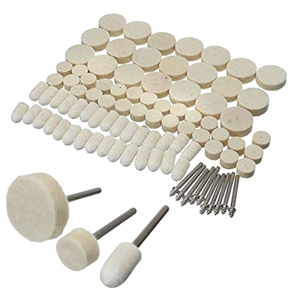 

hlzs-88 pcs wool felt polishing wheels buff pad with mandrel for for all rotary tools