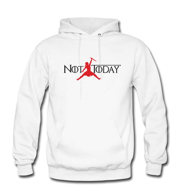 

arya stark game of throne not today autumn winter hip hop hoodies and sweatshirts letter printed hoodies men outerwear hooded, Black