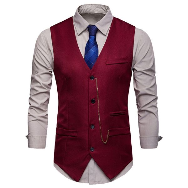 

nibesser multi color men's business casual slim vests fashion men solid single buttons vests spring autumn male suit for men, Black;white