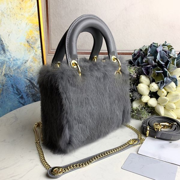 

2020 designer handbag ladys bag wearing a bag of high-grade sheepskin patent leather three grid five shoulder strap my love rabbit cashmere