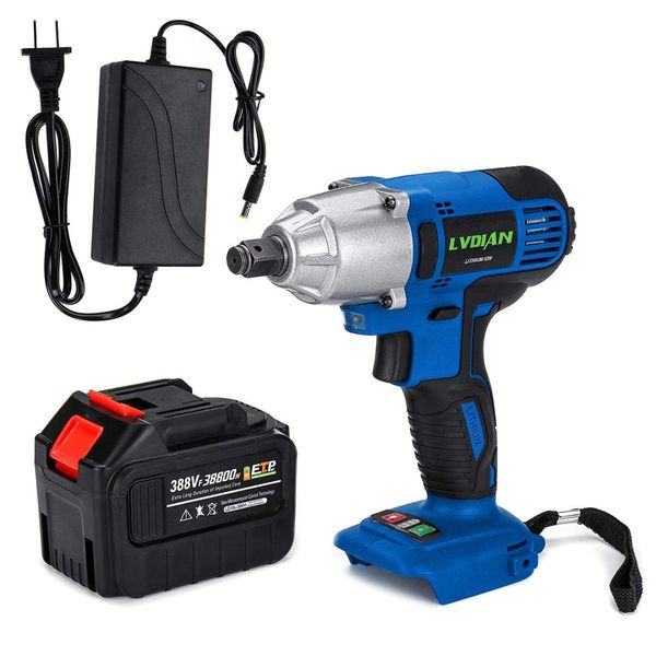 

drillpro 38800mah 388vf cordless electric 1/2" impact brushless wrench driver hand drill with led working light waterproof