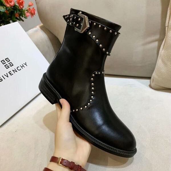 

2019 autumn high grade women's shoes flat martin boots female pointed boots women's leather thick with boots and ankle boot, Black