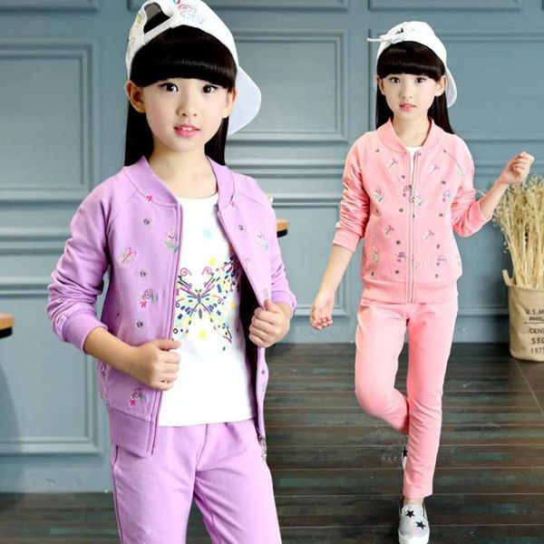 

kids clothes autumn and spring 2019 girls sets new child foral print sport suits girls children clothing set 9 colors 3pcs/sets, White