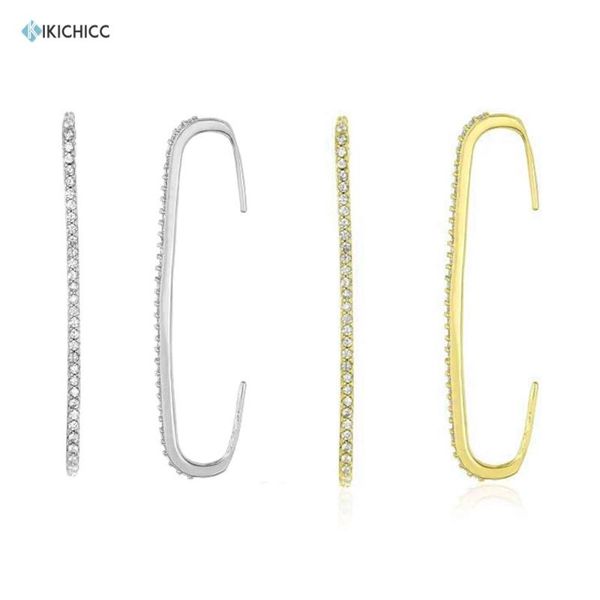 

kikichicc 925 sterling silver cuffs bar clips earrings long big women crystal 2020 gift open earcuffs female jewelry, Golden;silver