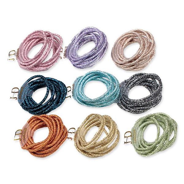 

loeel new 10 pcs/pack children hair accessories bright rubber band hair rope ponytail holder elastic hair bands, Slivery;white