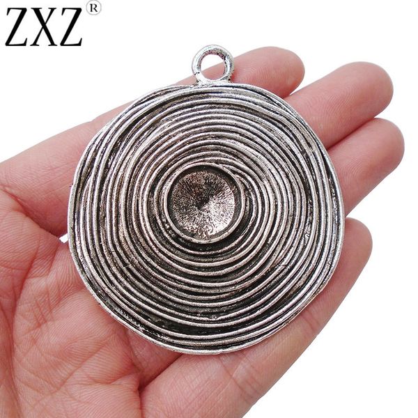 

zxz 2pcs large antique silver tone swirl spiral vortex charms pendants settings for 14mm round cabochon jewelry making findings