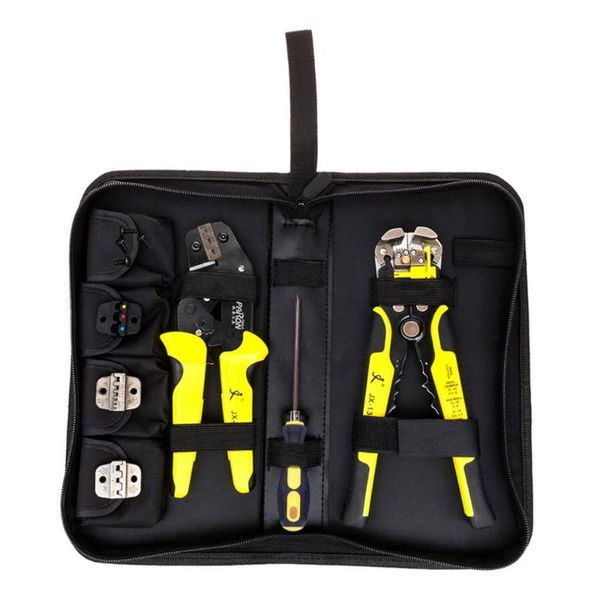 

functional jx-d4301 ratchet manganese steel crimping tool wire strippers terminals pliers kit p10 with cable cutter