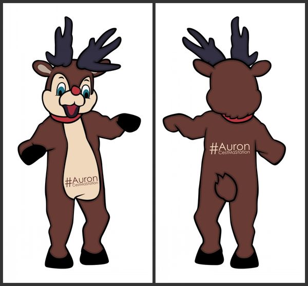 

custom brown deer mascot costume add a logo, Red;yellow