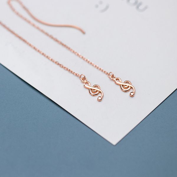

real 925 sterling silver music note treble clef threader earrings long musical note pull threader earrings for music lovers