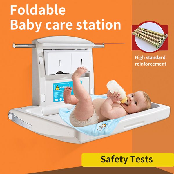 

baby care station third bathroom wall-mounted diaper bed public safety seat maternal and child room storage folding diaper table
