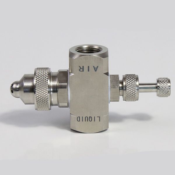 

1/4" stainless steel air atomizing nozzle adjustable spray atomizing humidifying nozzle two-fluid gas-water mixing