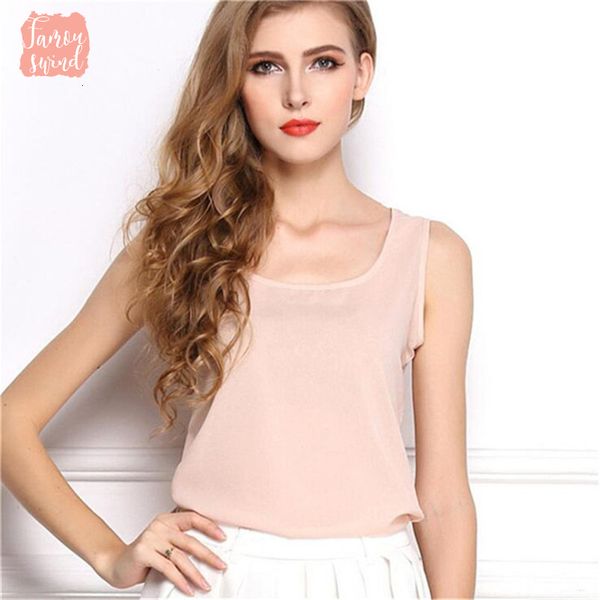 

шифон твердая горячие женщины tank тонкий tops casual thin light basic style женщины футболка без рукавов продажа жилет женской одежды, White