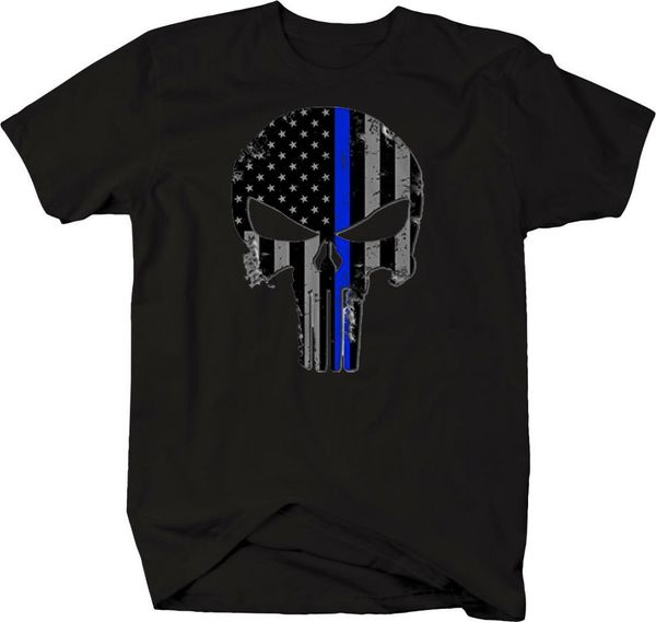 

tactical серый thin blue line tshirt, White;black
