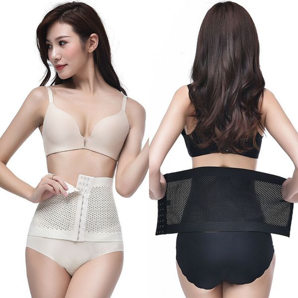 

women slimming corset body shaper waist cincher support hollow out breathable modeling strap belt underbust girdle shapewear, Black;gray