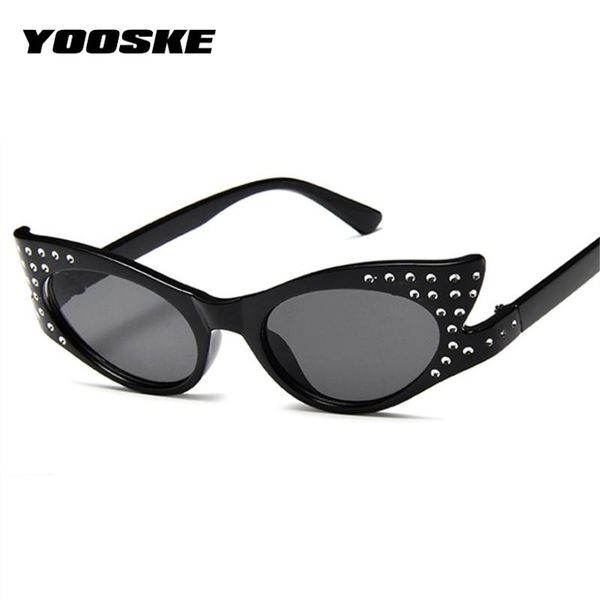 

yooske trendy cat eye sunglasses women luruxy brand design rhinestone sun glasses fashion shaped sunglass female eyewear uv400, White;black
