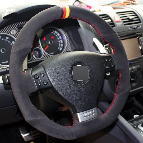 Черный замшевый чехол на руль автомобиля своими руками, сшитый вручную для Volkswagen Golf 5 Mk5 GTI VW Golf 5 R32 Passat R GT 2005247Z