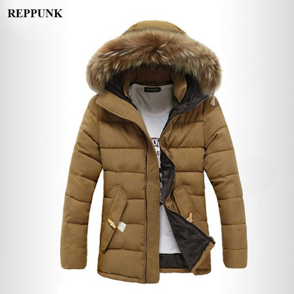 

winter coat men 2019 new fashion straight medium long male clothes students cotton clothing thick hooded casual outwear, Black