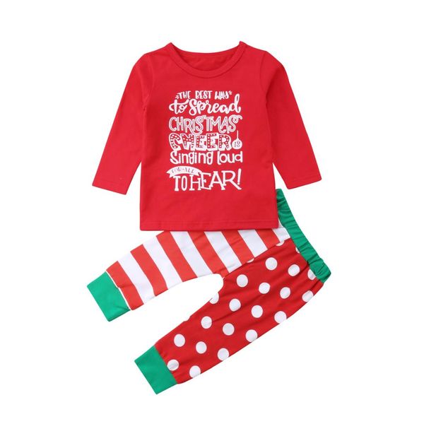 

infant toddler kids baby girls christmas clothes long sleeve t shirt pants home wear pajamas outfit set, White