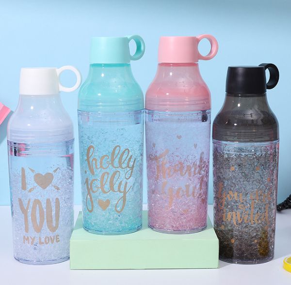 

the latest 14.5oz double-layer english plastic ice cup for ladies summer, support custom logo and style