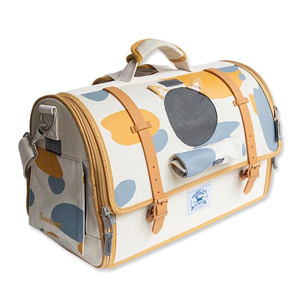 

18 inches pet carry backpack adjustable pet backpack pets carrier outdoor travel puppy cat bag for pets under 6kg - beige yellow