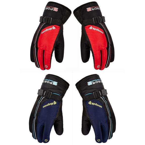 

men women warm ski gloves winter outdoor sports motorcycle riding equipment windproof thickening snowboard ski thermal gloves 25, Black