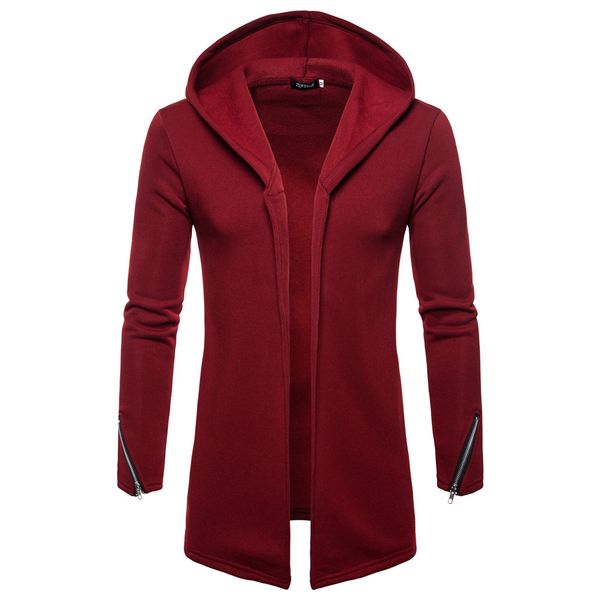 

men's hooded solid zipper trench coat jacket cardigan slim long sleeve outwear coat men long cotton collar trench wool, Black;brown