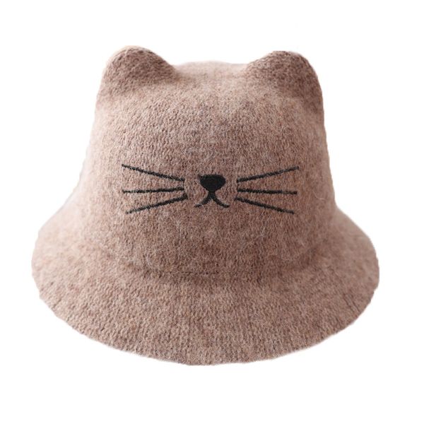 

2020 winter kids solid wool felt cloche hats fedoras lovely cat ear bucket hats warm winter hat for 1-4yrs baby, Blue;gray