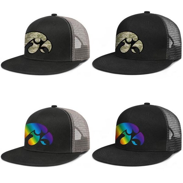 

iowa hawkeyes football camouflage logo mens and womens grid baseball cap custom uk hip hopflat brimhats gay pride rainbow usa flag, Blue;gray