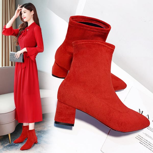 

shoes martins for women lady boots winter footwear luxury designer lace up chunky heel boots-women rock ladies 2020 fashion, Black
