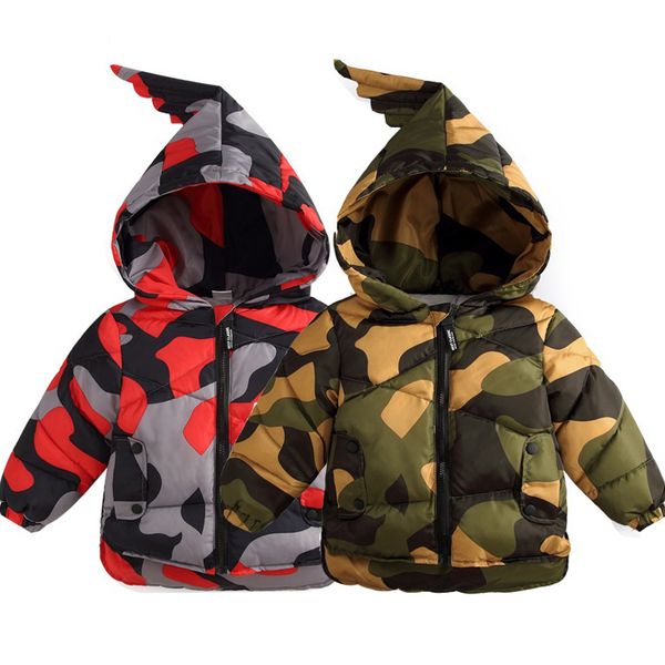 

1-6 year child winter personality camouflage jacket warm newborn baby kids boys hooded coat cotton thicken jacket, Blue;gray