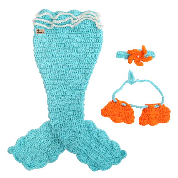 

привет привет магазин товаров для новорожденных новорожденный baby blue mermaid handmade вязания крючком costume 3шт набор эпикировка, Pink;blue