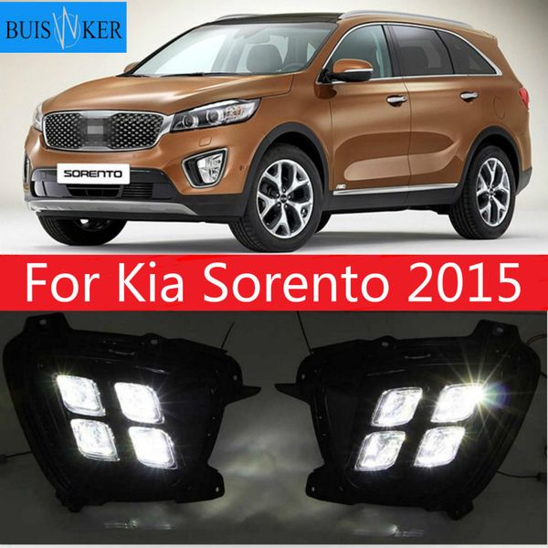 

2pcs day light daytime running lights for kia sorento 2015 12v abs led drl fog lamps cover driving lights accessories
