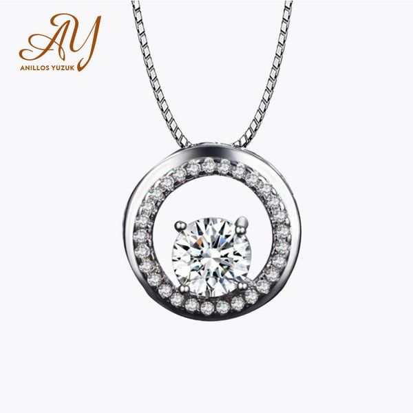 

anillos yuzuk real 925 sterling silver crystal round minimalist pendant necklace minimalist fine jewelry for women party jewelry