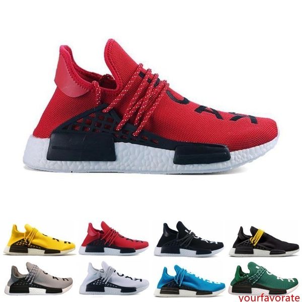 

human race running shoes men women pharrell williams hu runner yellow black white red grey blue athletic sports sneakers wholesale
