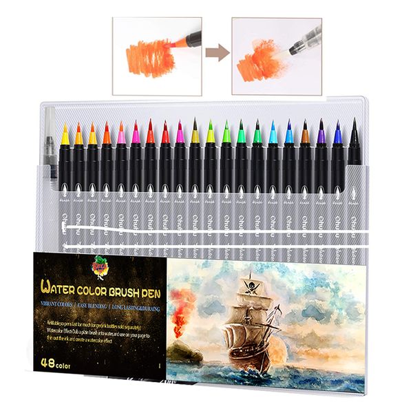 

72 color watercolor brush pen calligraphy drawing coloring painting art markers