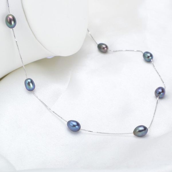 

ashiqi real 925 sterling silver necklace 7-8mm real natural freshwater pearl necklace white pearl jewelry for women gifts