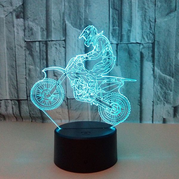 

7 color dc 5v 3d led night light motocross bike usb kids boy children colorful atmosphere lamp touch control new year gift