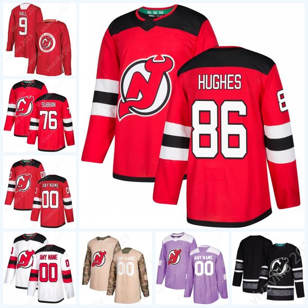 

Custom New Jersey Devils Jersey Taylor Hall 86 Jack Hughes #76 PK. Subban Miles Wood Kyle Palmieri Andy Greene Nico Hischier Devils Jersey