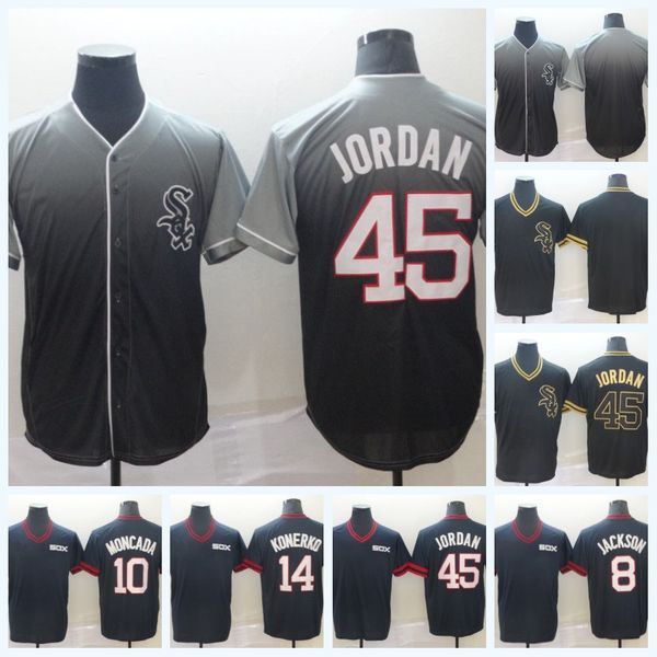 

10 Yoan Moncada 2019 Golden Edition 8 Bo Jackson 14 Paul Konerko Michael 45 Jor dan White Sox Fade Jersey IN STOCK High Quailty