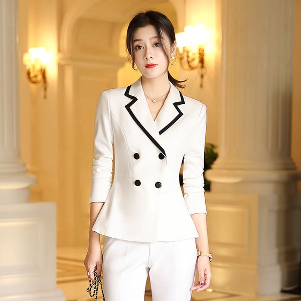 

women two piece outfits autumn new korean version of the professional women's suit temperament commuter work clothes, White