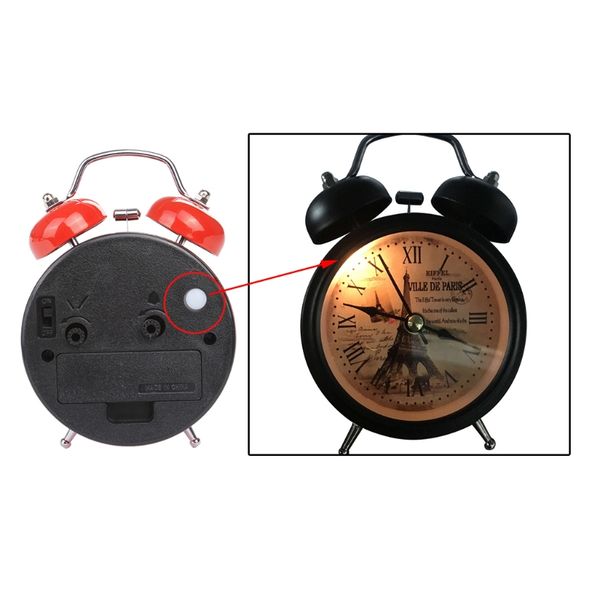 

led twin bell alarm clock silent alloy metal alarm table bedside clock decor 72xf